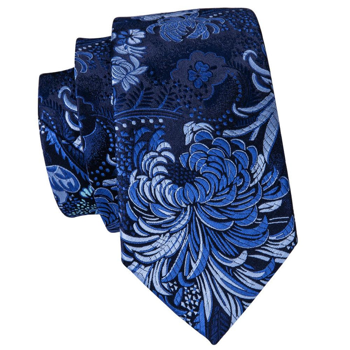 mens silk floral ties blue