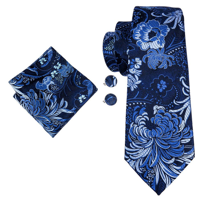 floral blue colorful ties