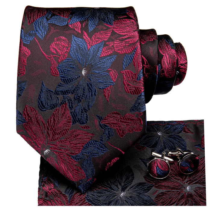 floral red blue black ties