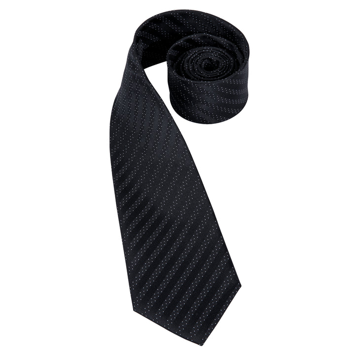 Black Polka Dot Striped Mens's Tie 