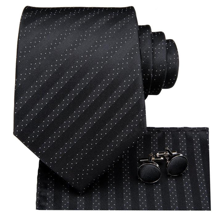 Black Polka Dot Striped Mens's Tie 