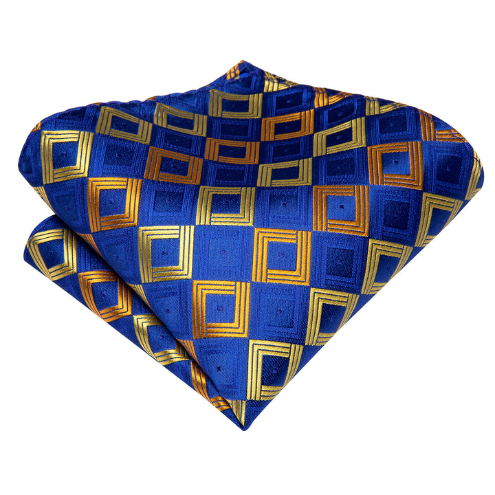 mens silk blue gold plaid tie for a suit