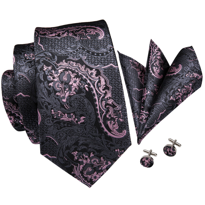 Grey Pink Floral knitted Tie for Mens Silk Shirt or mens suit