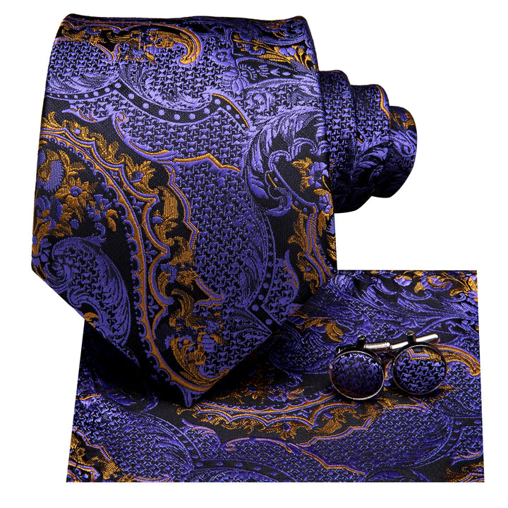 Black Purple Paisley Men's silk woven tie