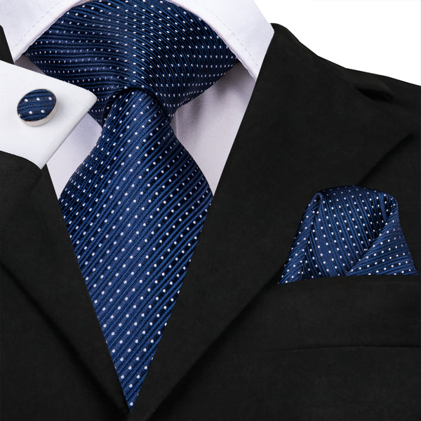 Navy Blue Polka Dot Men's Necktie