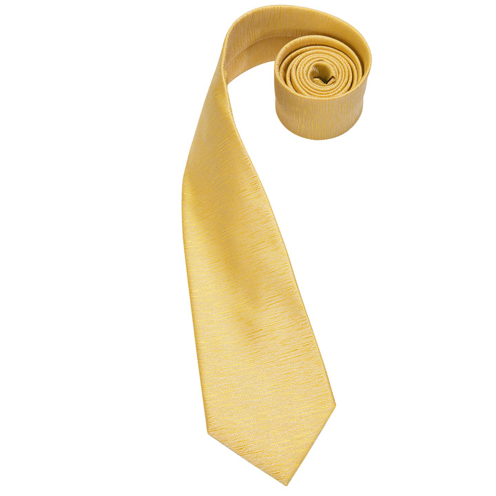 fashion silk solid yellow tie hanly cufflinks set for mens suit or shirt