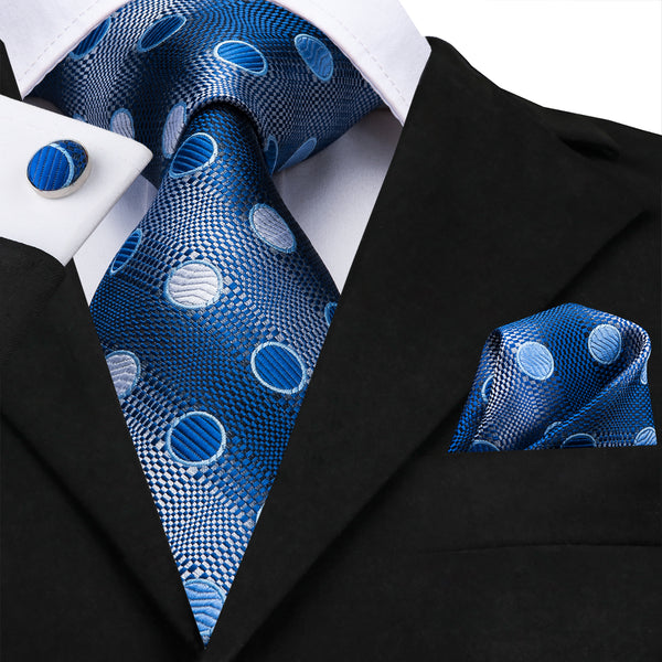 Gradient Blue Polka Dot Men's Silk Tie