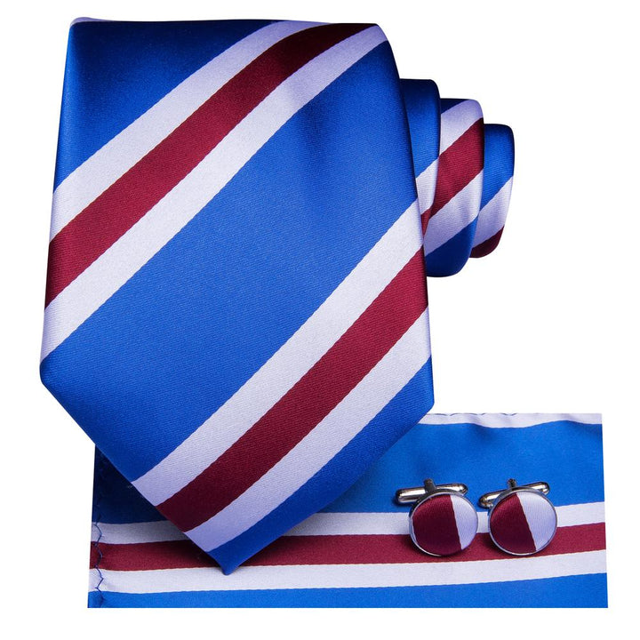 Royal Blue Red Striped Men's skinny tie