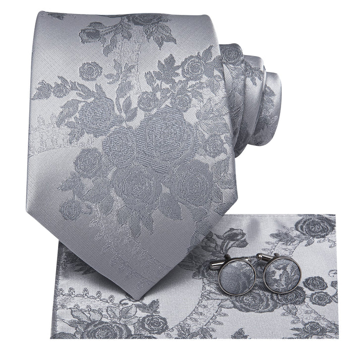 mens silk deep grey floral tie