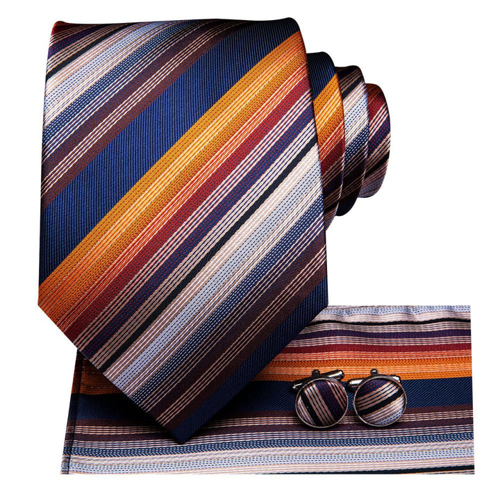 Orange Blue Colorful Striped Necktie for men dress shirt
