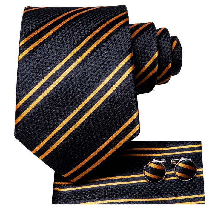black gold striped mens silk dress tie