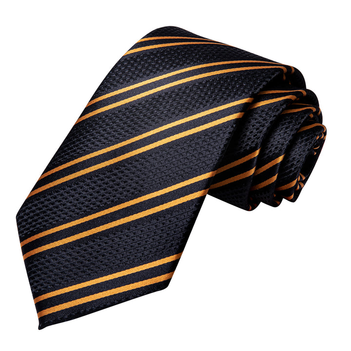 striped gold black tie for man
