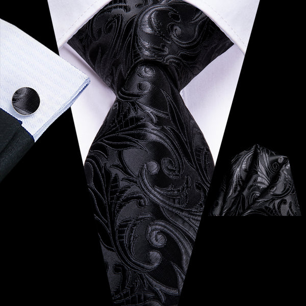Black Tie Men's 63 Inches Tie Extra Long Floral Tie