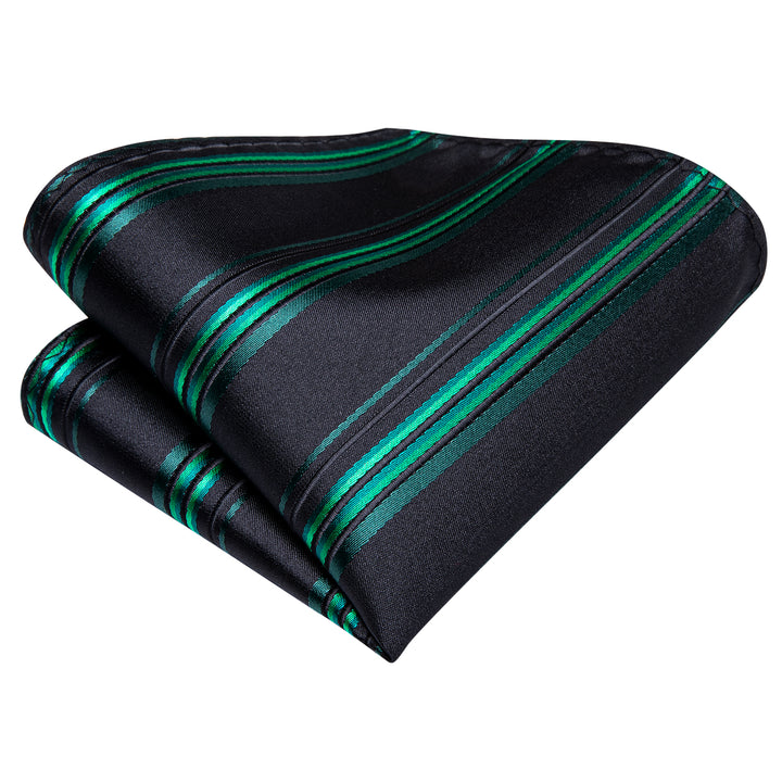 Black Green Striped silk mens silk ties for sale