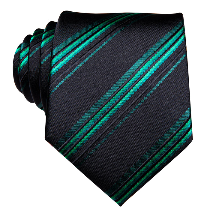 green striped skinny black silk tie