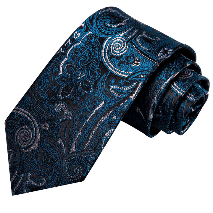 black blue floral mens silk tie