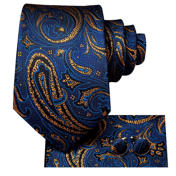 blue gold floral mens silk nice ties