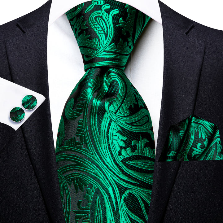 floral green tie for men