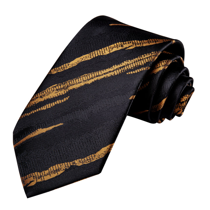mens silk black gold striped dress tie