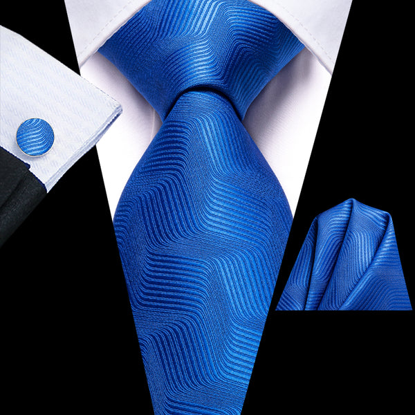 Ties2you Blue Tie Novelty Silk Royal Blue Men's Tie Handkerchief Cufflinks Set Top Quality