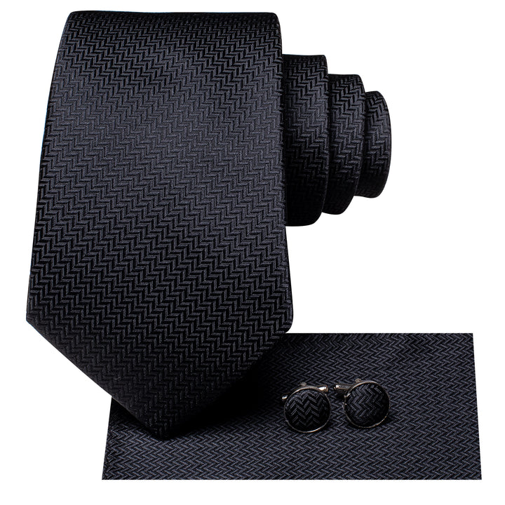 Black Wave Striped Silk Men's Necktie 