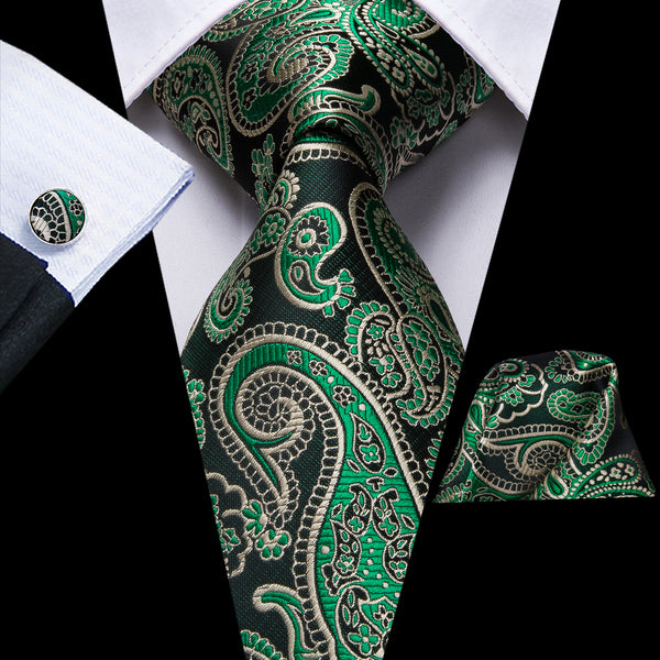 mens silk paisley emerald green ties