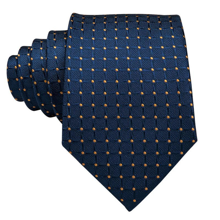 deep blue plaid silk neck tie for men