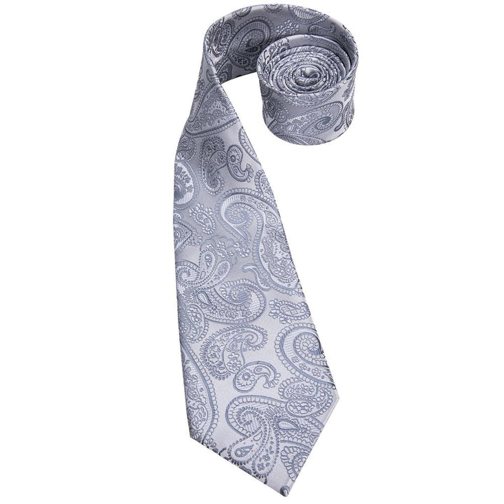 Light Slate Gray silk paisley suit tie for wedding