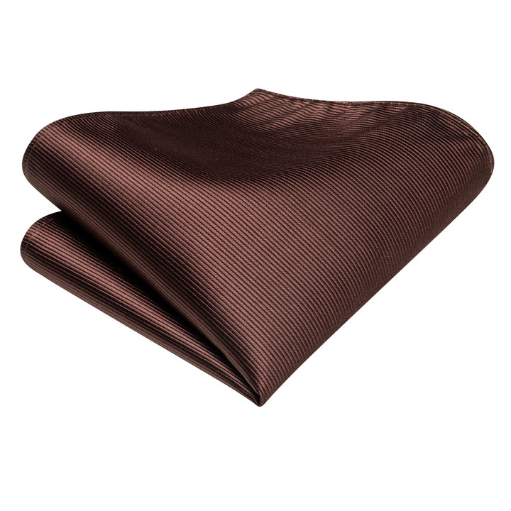 Chocolate Brown Solid Silk Men's Necktie Hanky Cufflinks Set