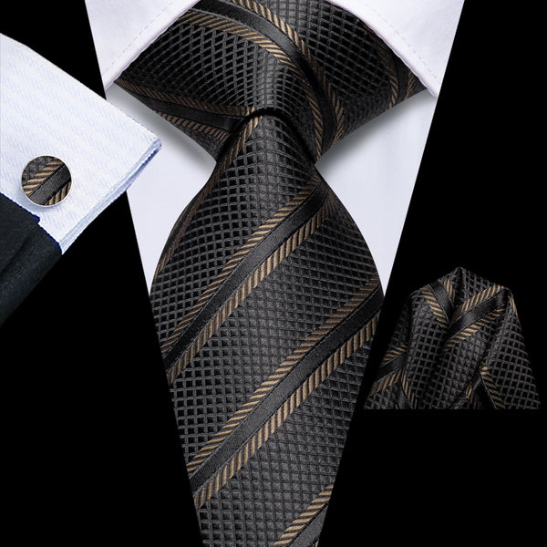 Black Brown Striped Tie