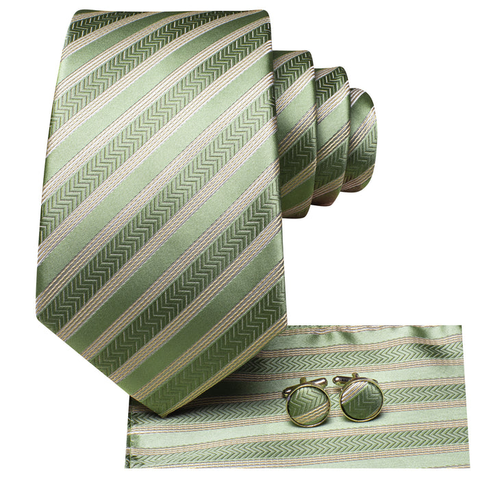 Bean Green Tie Champagne Striped Tie
