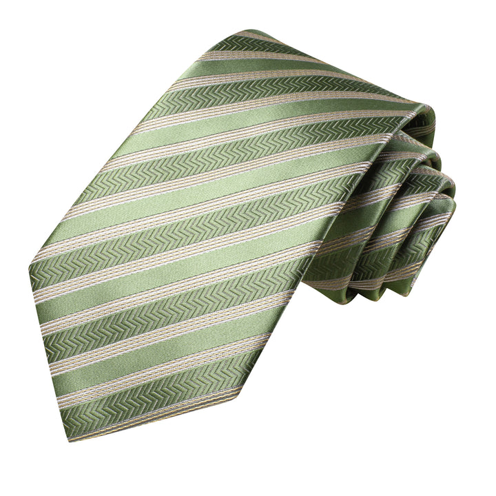 Bean Green Tie Champagne Striped Tie