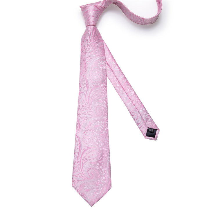 Pink floral silk mens boss ties hanky cufflinks set for mens suit dress