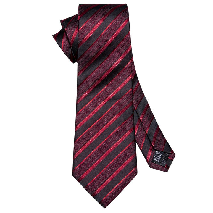 Red Striped Silk Fabric mens black ties