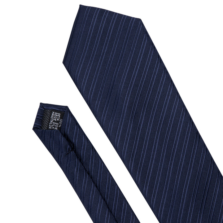 Navy Blue Striped Silk mens tie sets