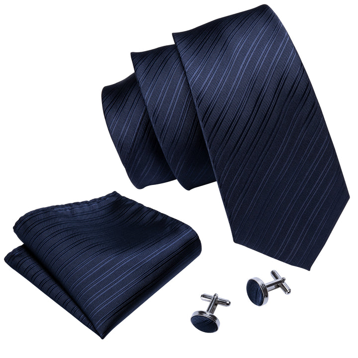 Navy Blue Striped Silk tie for men