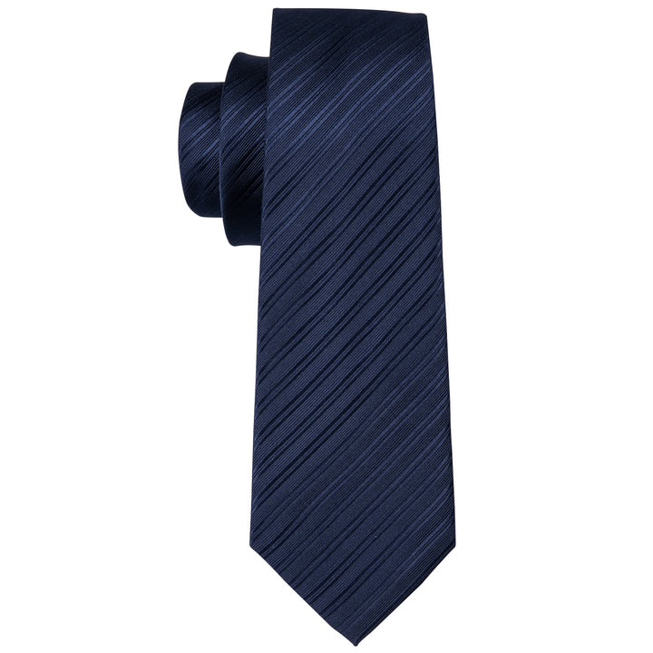 Navy Blue Striped Silk Men's best tie for blue suit