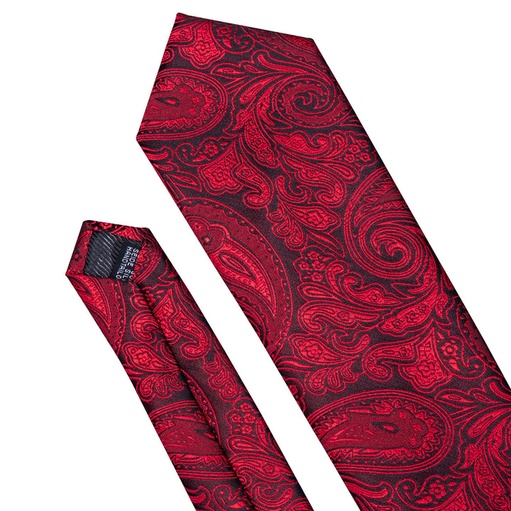 Black Red floral tie set