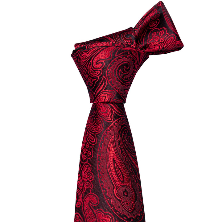Black Red Paisley mens silk tie for him