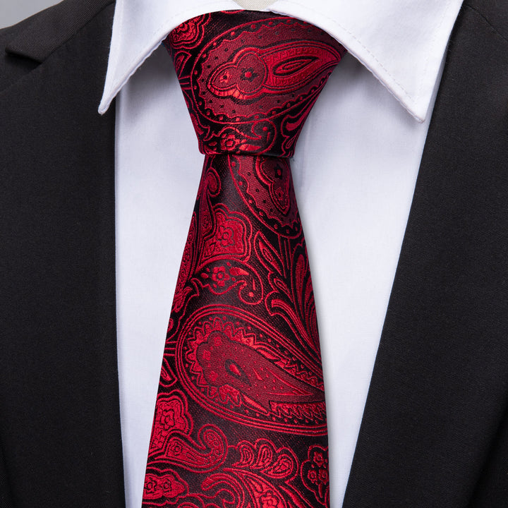 Black Red silk paisley ties