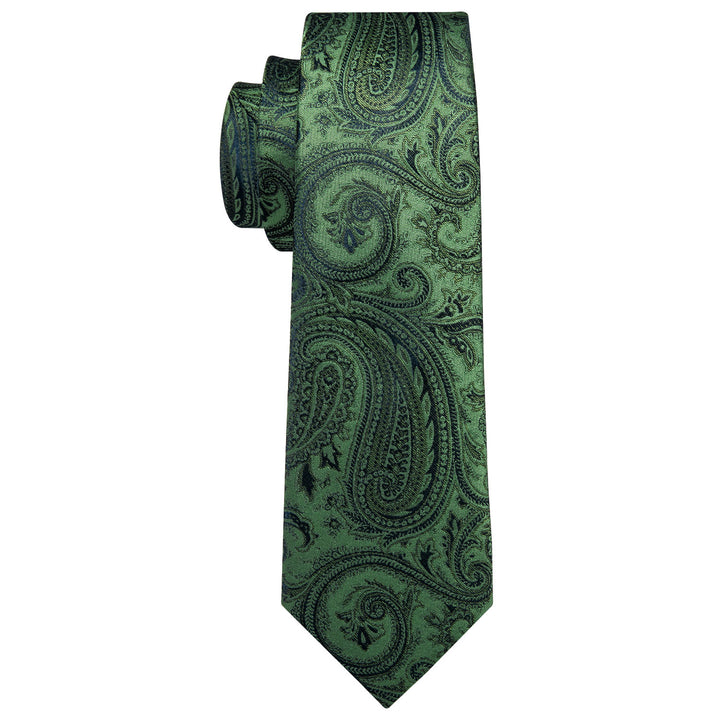 Olive Green Paialey silk mens suit tie