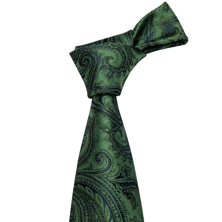 Olive Green Paialey silk mens suit tie