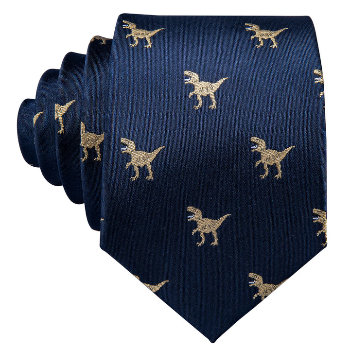 Dinosaur Novelty Silk Men's Tie Hanky Cufflinks Set