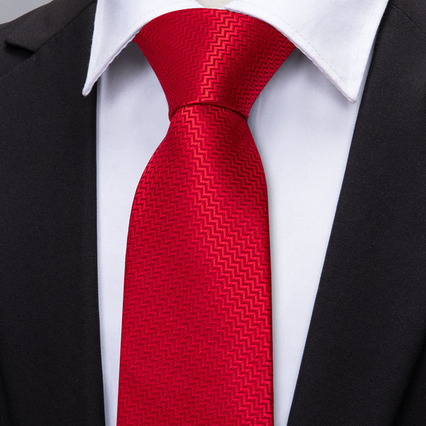 Classic Red Striped Silk Single Necktie for Men