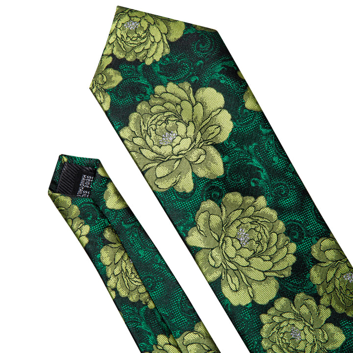 silk floral green designer tie for men
