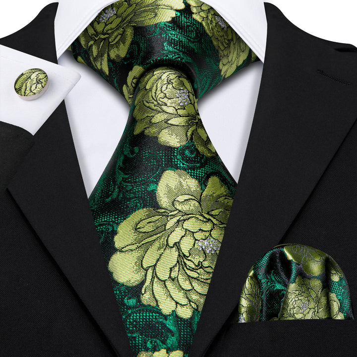 sage green floral tie for men