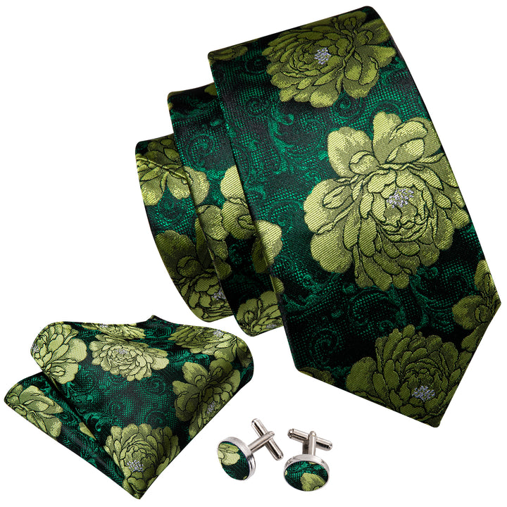 green olive floral tie