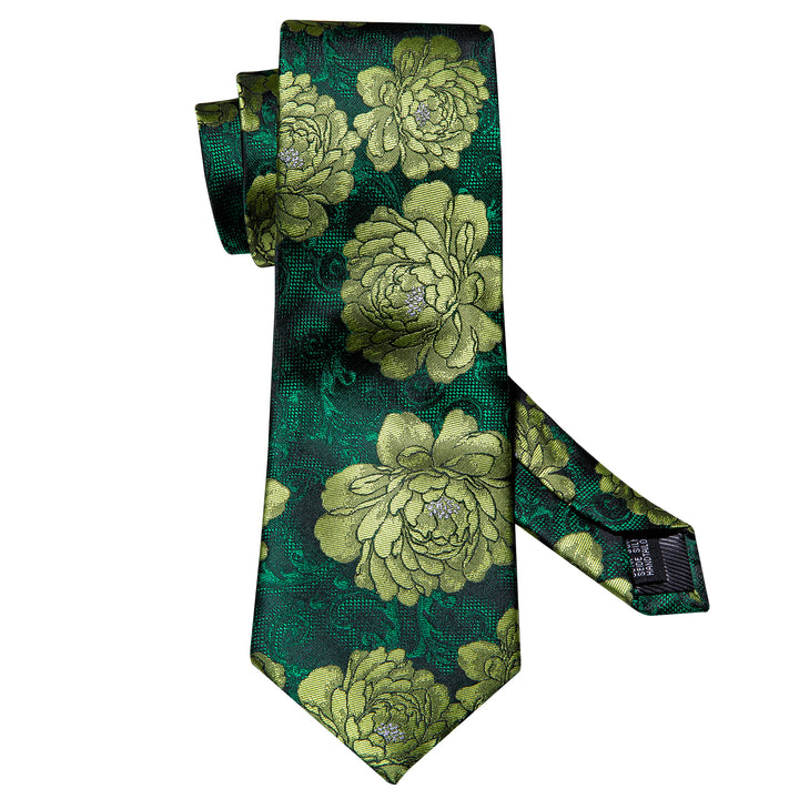 mens silk floral hunter green neck tie