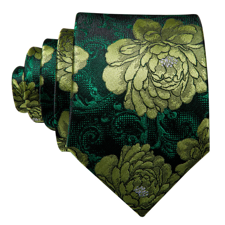 mens silk floral sage green tie