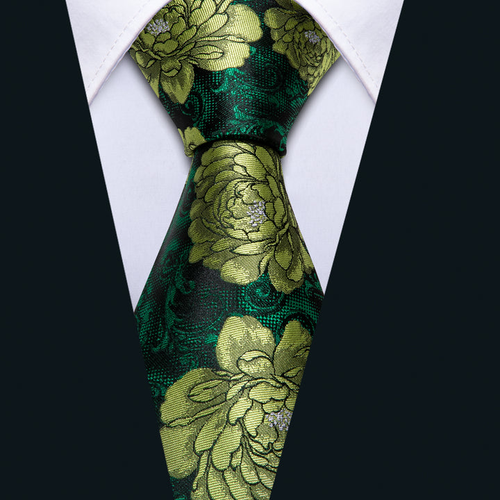 floral green emerald tie